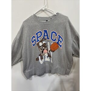 H&M Divided women's X-large Space Jam crew neck Sweatshirt Gray